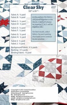 an advertisement for a quilter's book about the stars and stripes on fabric