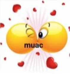 an emoticive smiley face with the word muac on it's forehead