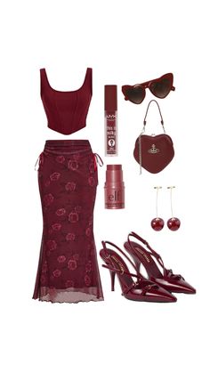 #red #redaesthetic #outfit #fit #fit check Ruby Outfit Aesthetic, Dark Red Fashion Aesthetic, Red Aesthetic Vintage Outfit, Red Wine Aesthetic Outfit, Red Outfit Layout, Cherry Style Outfit, Red Aesthetic Outfit Vintage, Wine Dress Outfit Wedding, Wine Red Outfit Ideas