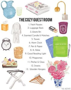 the cozy guest room poster is displayed on an iphone screen with other items in it