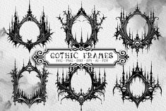 gothic frames for photoshopping and texturing on white paper with black inking