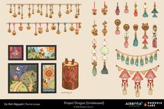 an assortment of earrings and necklaces on display in front of a beige background with the words project dragon uninstalled written below