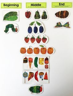 the very hungry caterpillars stickers are on display