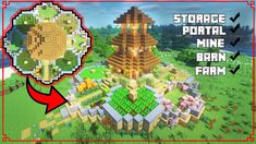 an image of a farm in minecraft with the text storage portal minecraft barn farm