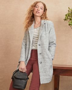 Sadie Wool Coat | Garnet Hill Winter Everyday Sweater Coat, Casual Wool Sweater Coat For Fall, Chic Gray Outerwear For Everyday, Casual Long Wool Coat For Cold Weather, Casual Long Wool Sweater Coat, Casual Long Wool Coat For Fall, Cozy Wool Outerwear For Everyday, Wool Outerwear For Everyday Winter Use, Trendy Fall Sweater Coat For Workwear