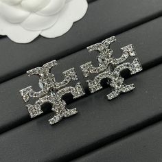 Brand New Silver Tone Stud Earrings Big Tory Burch Logo With Diamond Earrings Big, Tory Burch Jewelry, Diamond Stud Earrings, Big Earrings, Diamond Stud, Earrings Color, Silver Diamonds, Diamond Earrings Studs, Tory Burch