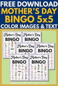 mother's day printables for the 5x5 color images and text