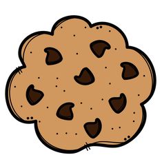 a cookie with chocolate chips on it's side, in the shape of a cloud