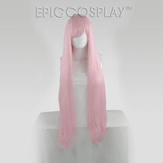 Persephone Fusion Vanilla Pink Long Straight Wig Our Persephone style Fusion Vanilla Pink Long straight wig boasts an impressive total of 40” in length. This style is long enough to reach the mid-back on someone who is 5’5’’, so be sure to take into consideration your own height to estimate where it will fall. This wig comes with 5” bangs perfect for wearing straight out of the bag. These bangs can be worn straight, side swept, or even cut and styled to suit your specific needs. A skintop at the Light Pink Wig, Pink Wigs, Wigs Color, Long Straight Wig, How To Cut Bangs, Epic Cosplay, Pink Wig, Long Bangs, Natural Blondes