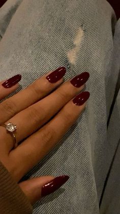 Flaunt your bold style with 30 Trendy Wine Nail Designs Perfect for a Bold, Chic Look! Featuring luxurious wine tones, accented by marble effects, metallic stripes, and subtle shimmer. Ideal for any event, these nails will make a statement. 🍷✨ #WineNailDesigns #BoldLook #ChicNails #NailInspo #TrendyNails #FallNails Cherry Oval Nails, Deep Red Acrylic Nails Almond, Cherry Red Acrylics, Plain Dark Red Nails, Wine Acrylic Nail Designs, Cherry Cola Red Nails, Office Siren Nails, Red Basic Nails, Dark Red Ballerina Nails