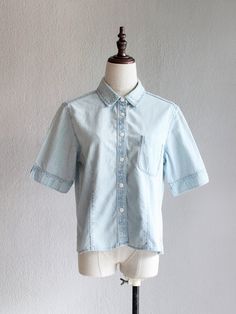 "embroidered denim shirt in washed blue. boxy fit. half sleeves. one chest pocket. label: J.Jill material: cotton condition: excellent - there is one tiny yellow spot on the hem (last pic) size: labelled S shoulder 16\" bust 38\" sleeve 10.5\" length 22.5\" *PLEASE PROVIDE CONTACT NUMBER UPON CHECKOUT, THANK YOU!*" Longline Sweater, Cream Floral Dress, Embroidered Denim Shirt, How To Hem Pants, Wool Turtleneck, Tapered Jeans, Embroidered Denim, Washed Denim, Corduroy Pants