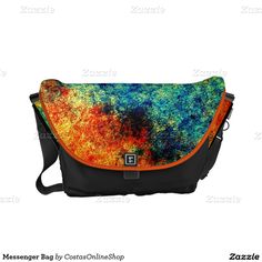 Orange GreenBlue,Painting,Background Messenger Bag Painting Background, Dream Style, Blue Painting