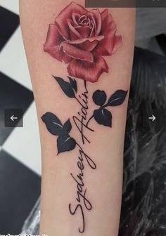 a rose tattoo on the arm that says, i love you always