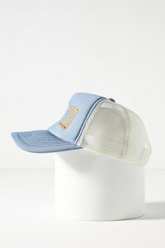 Polyester Imported | Cape Cod Trucker Hat by Worn/West in Blue, Women's, Polyester at Anthropologie Hawaii Trucker Hat, White Trucker Hat, Sky Fit, 50 Fashion, Baseball Hat, Soft Girl, Cape Cod, Summer Girls, Hats For Women