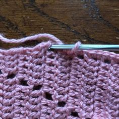 the crochet stitch is being worked on