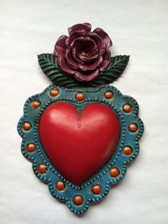 This folk-art icon would be perfect additions to a pocket shrine. Mexican Decor, I Love Heart, My Funny Valentine, Creation Couture, Mexican Culture