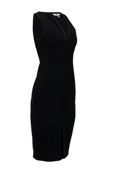 Every fashionista needs a classic LBD in their closet, so grab this one from Likely to transform into a true icon! Made in a trendy midi silhouette and fit to hug your curves in all the right places, this sultry statement piece is perfect for cocktail parties, romantic date nights and everything in between! Add some glitz with sparkly pumps and a matching clutch and you're bound to wow! Size 6 73% Polyester, 22% Rayon, 5% Spandex Concealed back zipper Unlined Midi, fitted silhouette V-neckline S Sleeveless Stretch Midi Dress For Formal Occasions, Sleek Sleeveless Knee-length Dress For Night Out, Classic Fitted Sleeveless Midi Dress, Classic Sleeveless Bodycon Midi Dress, Classic Knee-length Midi Dress For Night Out, Classic Black Sleeveless Midi Dress, Classic Sleeveless Midi Dress For Night Out, Classic Midi Dress With Flattering Silhouette For Night Out, Classic Sleeveless Bodycon Dress For Night Out