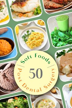 Getting dental surgery? a tooth or few teeth pulled? Been told you need to be on a soft food diet for a little while after? Well, look forward to the diet with these 50 soft food ideas carefully curated by a dental dietitian nutritionist! ENJOY! Soft Diet After Dental Surgery, Soft Food Recipes After Surgery Teeth, Post Wisdom Teeth Food, Soft Foods Recipes After Surgery, Healthy Soft Foods, Soft Food Ideas, Soft Food Diet, Eating After Tooth Extraction, Food After Tooth Extraction