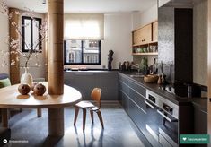 the kitchen is clean and ready to be used as a dining room or family room