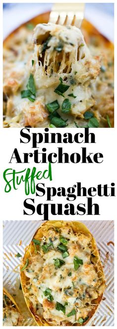 spinach artichoke stuffed spaghetti squash is an easy and delicious side dish recipe