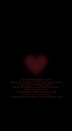 a black background with a red heart in the center and text below it that reads, you know the party's over