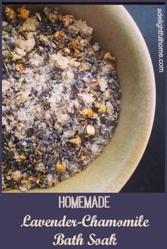 lavender chamomile bath soak in a bowl