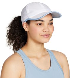 Fit & Design: One size fits all tennis hat Unstructured, low profile design offers a comfortable feel Adjustable back strap lets you lock in the perfect fit Ponytail opening allows for easy wear with a high ponytail or bun Perforated panels enhance ventilation to help keep you cool when the competition heats up Technology: Moisture-wicking sweatband combats sweat to help keep you dry and comfortable Adjustable Lightweight Hat For Sports Events, Adjustable Lightweight Hats For Sports Events, Adjustable Lightweight Sport Hat, White Sports Hat With Mesh Back, Adjustable Sports Hats With Mesh Back, White Baseball Cap For Outdoor, White Sporty Hat With Mesh Back, Sporty White Hat With Mesh Back, Sporty Lightweight Adjustable Baseball Cap