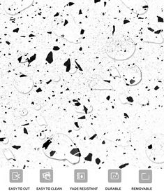 black and white speckled background with different types of dots on the bottom right corner