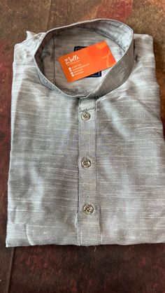 Silver grey short kurta - Size 42 Kids Wear Boys, Short Kurta, Short Kurti, Traditional Sarees, Signature Collection, Grey Shorts, Grey Cotton, Cotton Silk, Kids Wear