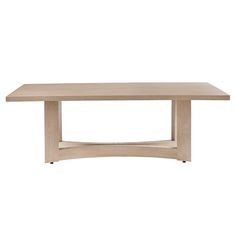 a wooden table with curved legs on a white background