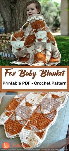 the fox baby blanket crochet pattern is easy to make and looks great for any little