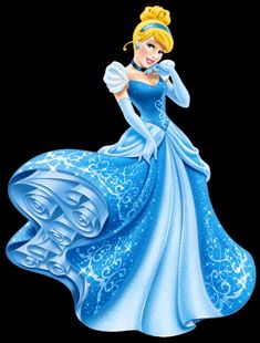 the princess from disney's cinderella movie is wearing a blue gown and tiara