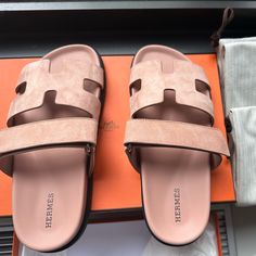 Hermes Authentic Chypre Sandals In Calfskin Women’s Size 37; Color: Nude (59) Store Fresh, Full Package, Never Worn, Brand New. Hot Item And Sold Out In Popular Sizes Hermes Shoes, Party Style, Style Office, Office Style, Timeless Handbag, Product Name, Office Fashion, Exclusive Bag, Party Fashion