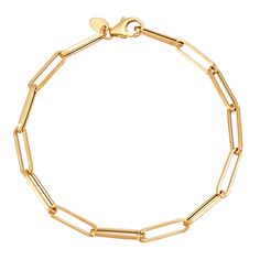 Modern design influences this chic paperclip chain bracelet. Of the moment and enduring, lengthy, slim 14K yellow gold links form a relaxed yet tailored accessory. | Paperclip Chain Bracelet | 14K Yellow Gold | Size 3.90mm | Helzberg Diamonds Gold Chain Bracelets, Helzberg Diamonds, Real Gold Jewelry, Gold Jewelry Sets, Prom Jewelry, Gold Alloys, Watch Chain, Gold Bracelet Chain, Girly Jewelry