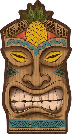 a tiki mask with pineapple on top