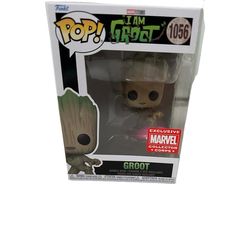 a pop vinyl figure in a box with an image of the baby groot on it