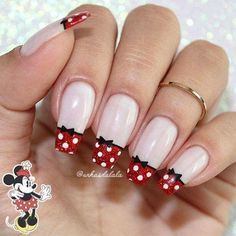 Minnie Mouse Nail Art, Mouse Nail Art, Disneyland Nails, Mouse Nails, Disney Nail Designs, Disney Inspired Nails, Disney Acrylic Nails, Minnie Mouse Nails, Mickey Nails