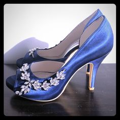 New, Never Worn! Size 7 - These Are Gorgeous Satin Blue Peep Toe Platform Heels Great For Parties Or A “Something Blue” For Brides. Decorated Rhinestones Are Set On The Sides Of The Shoes. Glamorous Blue High Heel Wedding Shoes, Blue Glamorous Wedding Shoes For Party, Glamorous Blue Heels For Weddings, Blue Wedding Shoes With 4-inch Heel, Blue Rhinestone Wedding Shoes For Formal Occasions, Blue Wedding Shoes With Rhinestones, Blue Rhinestone Wedding Shoes, Blue Rhinestone Wedding Heels, Blue Pointed Toe Wedding Shoes For Party