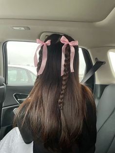 Girly Hairstyles, Hairstyle Ideas Easy, Trendy Hairstyle, Ribbon Hairstyle, Pink Bows