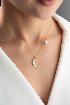 925 Sterling Silver Moon Star Pendant, Celestial Necklace, Dainty Moon Pendant With Sideway Star, Gift For Her, Gift For Mom, Christmas Gift, Bridesmaid Gift, Birthday Gift, Mothers Day Gift, Gift For Daughter, Valentines Day Gift, Moon Necklace, Star Necklace, Dainty Silver Necklace, gift for her, gift for mom, christmas gift, unique jewelry, bridesmaid gift, celestial jewelry, starry night, lunar jewelry, dainty pendant, birthday gift idea, special occasion, moon star pendant, celestial charm, daughter's gift, love and stars, crafted beauty, elegant accessory, silver magic, celestial pair, cosmic delight "925 Sterling Silver Moon Star Pendant, Celestial Necklace - This dainty moon pendant with sideway star is a versatile and elegant piece, making it the perfect gift for her on any specia Dainty Silver Necklace, Moon Star Pendant, Lunar Jewelry, Gift For Mom Christmas, Necklace Star, Celestial Necklace, Star Pendant Necklace, Jewelry Dainty, Dainty Pendant