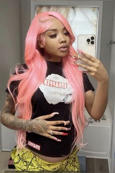 Pink Lace Front Wig, Pink Lace Front, Body Wave Lace Front Wigs, Hd Lace Frontal, Dyed Hair Inspiration, Lace Front Wigs Human Hair, Pink Wig, Pretty Hair Color, Wig Human Hair