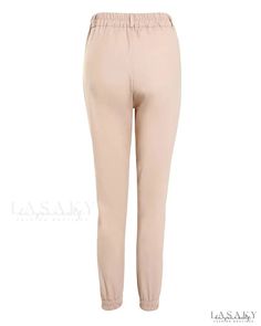 Lasaky - High Waisted Casual Pants with Pocket Buttons Chic Spring Joggers With Elastic Waistband, Chic Joggers With Elastic Waistband For Spring, High Waist Beige Stretch Harem Pants, Beige Stretch High Waist Harem Pants, High Waist Stretch Beige Harem Pants, Trendy Solid Pants With Elastic Cuffs, Beige High Waist Harem Pants With Elastic Waistband, Chic High Waist Sweatpants With Elastic Waistband, Spring High-waisted Pants With Elastic Cuffs