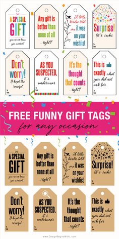 gift tags with free printables for any occasion or special occasion to give as gifts