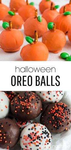 halloween oreo balls with sprinkles on them and the title overlay