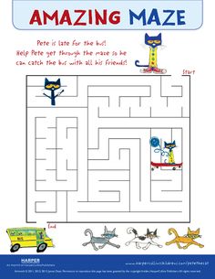 a maze with cats on it and the words'amazing maze'written in blue