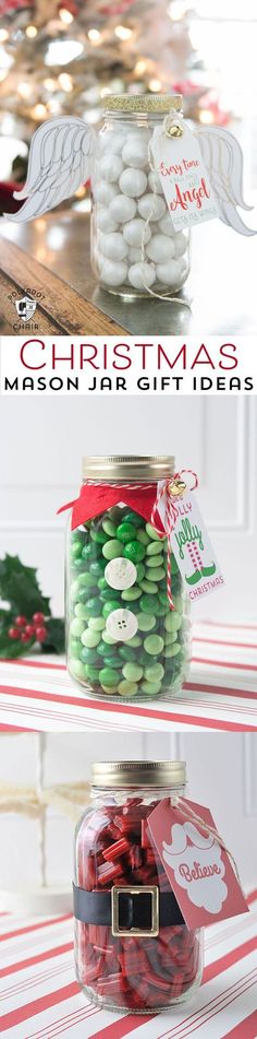 two jars filled with candy sitting on top of a table