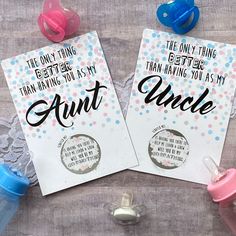 two greeting cards with the words, the only thing better than having you as an uncle