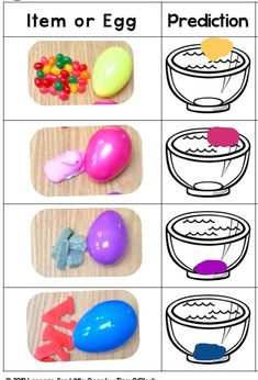 an egg and other objects are shown in this worksheet for children to learn how to