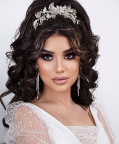 "Step into Fairytales: Enchanting Princess Crown Hairstyle Tutorial" Engagement Hairstyles With Crown, Down Dos For Long Hair Wedding, Bride Crown Hairstyle, Hair Styles With Crown, Hairstyle With Crown, Arabic Hairstyles, Crown Hairstyle, Princess Hairstyle, Wedding Hairstyles With Crown