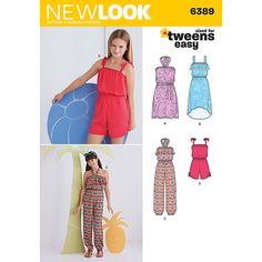 PRICES MAY VARY. Designed and manufactured in the USA Instructions are written in English and Spanish Available in Sizes: A (8-10-12-14-16) Girls Sewing Patterns Free, Jumpsuit Pattern Sewing, New Look Patterns, Trendy Sewing Patterns, Dresses Sewing, Girls Sundress, Simplicity Dress, Sewing Patterns Girls, Jumpsuit Pattern